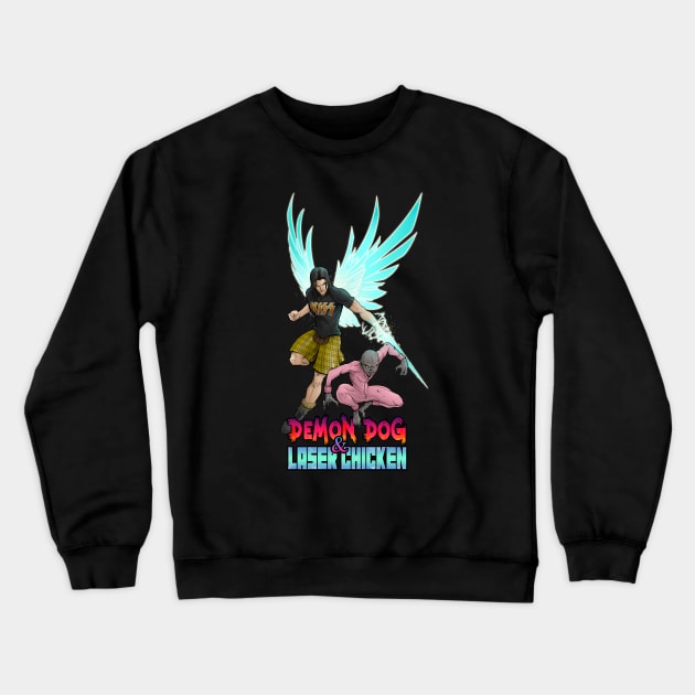 Demon Dog and Laser Chicken - Ve Crewneck Sweatshirt by JRobinsonAuthor